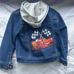 Custom hand-painted denim jacket. Fully washable. Lightning McQueen